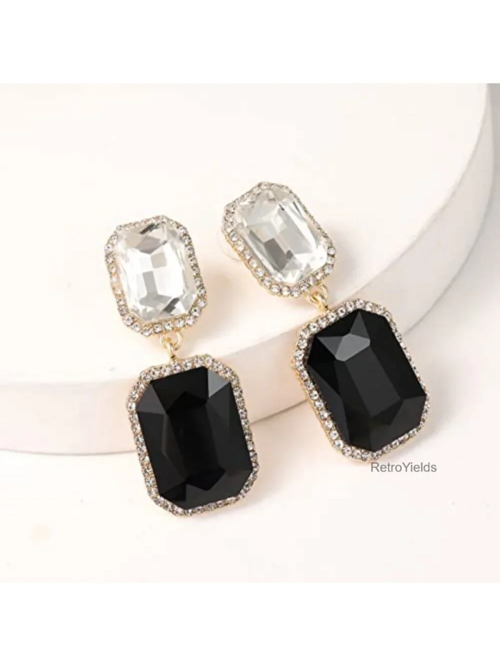 Vintage Rhinestone Crystal Drop Dangle Earrings Women Evening Prom Jewelry